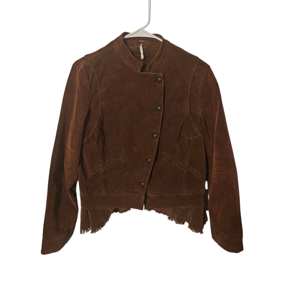 Free People Military Style Jacket-Womens-Small-Brown Velvet - Picture 1 of 4